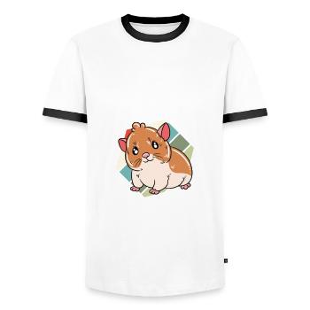 I'd Rather Be With My Hamster - Men's Ringer Shirt - white/black - Front - AI Model Female 172 light (172cm) & AI Model Male 178 dark (178cm)