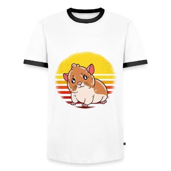 Je préfère être avec mon hamster - T-shirt contrasté Homme - blanc/noir - Devant - AI Model Female 172 light (172cm) & AI Model Male 178 dark (178cm)