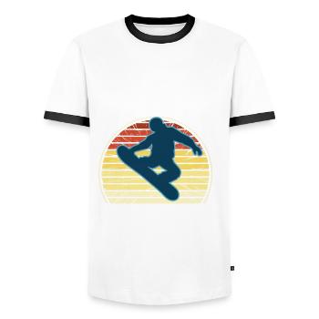 Snowboard Is Calling Me And I Must Go - Men's Ringer Shirt - white/black - Front - AI Model Female 172 light (172cm) & AI Model Male 178 dark (178cm)