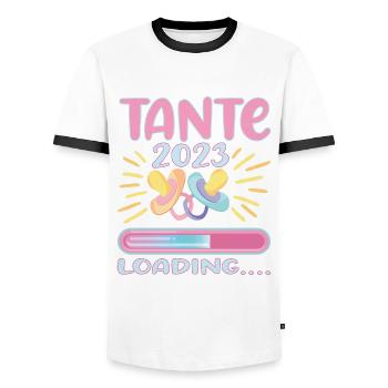 Tante 2023 Loading - Männer Kontrast-T-Shirt - Weiß/Schwarz - Vorne - AI Model Female 172 light (172cm) & AI Model Male 178 dark (178cm)