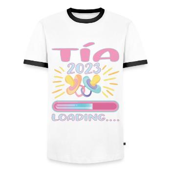 Chargement de Tía 2023 - T-shirt contrasté Homme - blanc/noir - Devant - AI Model Female 172 light (172cm) & AI Model Male 178 dark (178cm)
