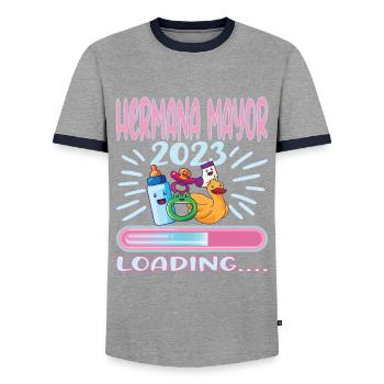 Hermana Mayor 2023 - T-shirt contrasté Homme - gris/marine  - Devant - AI Model Female 172 light (172cm) & AI Model Male 178 light (178cm)