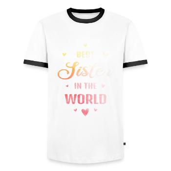 Beste Schwester der Welt Stolze Geschwister Design - Männer Kontrast-T-Shirt - Weiß/Schwarz - Vorne - AI Model Female 172 light (172cm) & AI Model Male 178 dark (178cm)