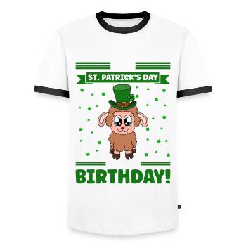 Sheep Shamrocks Saint Patrick's Day - Men's Ringer Shirt - white/black - Front - AI Model Female 172 light (172cm) & AI Model Male 178 dark (178cm)
