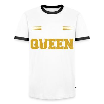 I Am The Juggling Queen - Männer Kontrast-T-Shirt - Weiß/Schwarz - Vorne - AI Model Female 172 light (172cm) & AI Model Male 178 dark (178cm)