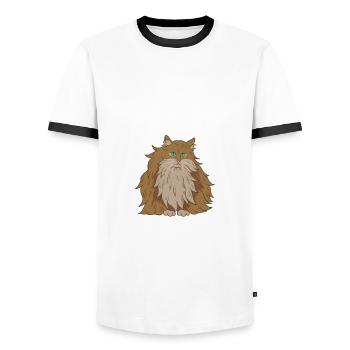 Life Is Better With A Norwegian Forest Cat - Men's Ringer Shirt - white/black - Front - AI Model Female 172 light (172cm) & AI Model Male 178 dark (178cm)