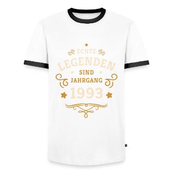 Legenden sind 1993 geboren 30. Geburtstag Geschenk - Männer Kontrast-T-Shirt - Weiß/Schwarz - Vorne - AI Model Female 172 light (172cm) & AI Model Male 178 dark (178cm)