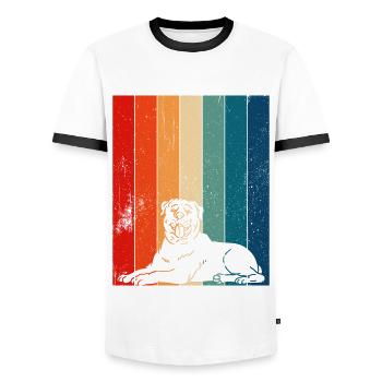Lignes Rottweiler rétro en détresse - T-shirt contrasté Homme - blanc/noir - Devant - AI Model Female 172 light (172cm) & AI Model Male 178 dark (178cm)