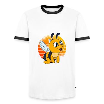 My Bees And I Gossips About You - Men's Ringer Shirt - white/black - Front - AI Model Female 172 light (172cm) & AI Model Male 178 dark (178cm)
