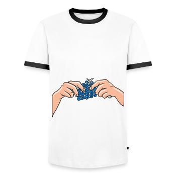 Crochet Good Taste In Yarn Bad Taste In Men - Men's Ringer Shirt - white/black - Front - AI Model Female 172 light (172cm) & AI Model Male 178 dark (178cm)