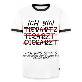 Dankeschön Danke sagen an Tierarzt Tierarztpraxis - Männer Kontrast-T-Shirt - Weiß/Schwarz - Vorne - AI Model Female 172 light (172cm) & AI Model Male 178 dark (178cm)