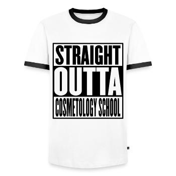 Straight Outta Cosmetology School Graduation - T-shirt contrasté Homme - blanc/noir - Devant - AI Model Female 172 light (172cm) & AI Model Male 178 dark (178cm)