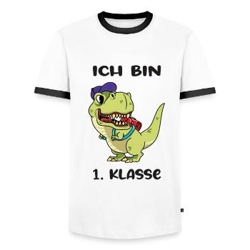 Ich Bin 1 Klasse Einschulung Schulanfang - Männer Kontrast-T-Shirt - Weiß/Schwarz - Vorne - AI Model Female 172 light (172cm) & AI Model Male 178 dark (178cm)