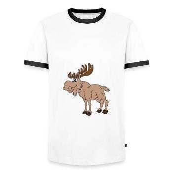Je préfère monter mon orignal - T-shirt contrasté Homme - blanc/noir - Devant - AI Model Female 172 light (172cm) & AI Model Male 178 dark (178cm)
