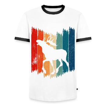Retro Moose Vintage Moose - Men's Ringer Shirt - white/black - Front - AI Model Female 172 light (172cm) & AI Model Male 178 dark (178cm)