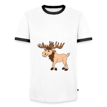 What Can I Say I Like Moose - Men's Ringer Shirt - white/black - Front - AI Model Female 172 light (172cm) & AI Model Male 178 dark (178cm)