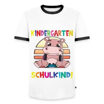 Tschüss Kindergarten Ich Bin Jetzt Ein Schulkind! - Männer Kontrast-T-Shirt - Weiß/Schwarz - Vorne - AI Model Female 172 light (172cm) & AI Model Male 178 dark (178cm)