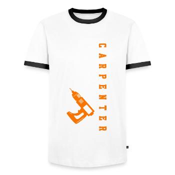 Carpenter Flag USA Carpenter - Men's Ringer Shirt - white/black - Front - AI Model Female 172 light (172cm) & AI Model Male 178 dark (178cm)