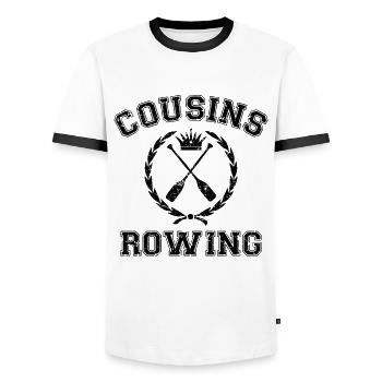 Cousins Rudern TSITP - Männer Kontrast-T-Shirt - Weiß/Schwarz - Vorne - AI Model Female 172 light (172cm) & AI Model Male 178 dark (178cm)