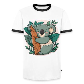 Koalas Home - Men's Ringer Shirt - white/black - Front - AI Model Female 172 light (172cm) & AI Model Male 178 dark (178cm)