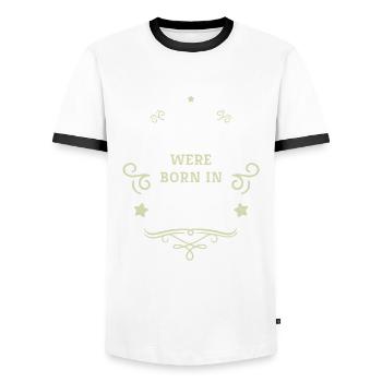80. Geburtstag Legenden sind Jahrgang 1944 geboren - Männer Kontrast-T-Shirt - Weiß/Schwarz - Vorne - AI Model Female 172 light (172cm) & AI Model Male 178 dark (178cm)