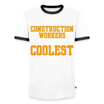 Constuction Workers Are The Coolest - Men's Ringer Shirt - white/black - Front - AI Model Female 172 light (172cm) & AI Model Male 178 dark (178cm)