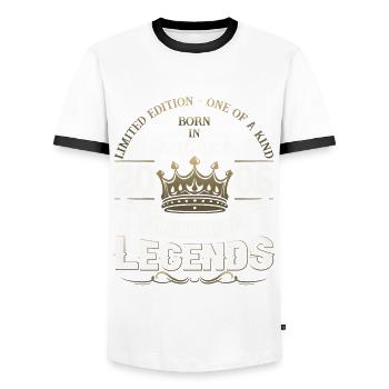 17th Birthday Man August Vintage 2006 Legendary - Men's Ringer Shirt - white/black - Front - AI Model Female 172 light (172cm) & AI Model Male 178 dark (178cm)