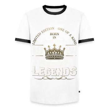 29. Geburtstag Mann August Jahrgang 1994 Legendary - Männer Kontrast-T-Shirt - Weiß/Schwarz - Vorne - AI Model Female 172 light (172cm) & AI Model Male 178 dark (178cm)