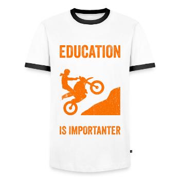 Motorcycle Is Importanter - Men's Ringer Shirt - white/black - Front - AI Model Female 172 light (172cm) & AI Model Male 178 dark (178cm)