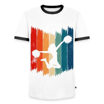 Cheerleader rétro Cheerleading vintage - T-shirt contrasté Homme - blanc/noir - Devant - AI Model Female 172 light (172cm) & AI Model Male 178 dark (178cm)