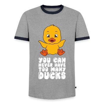 Funny duck Cute ducks - Men's Ringer Shirt - grey/navy  - Front - AI Model Female 172 light (172cm) & AI Model Male 178 light (178cm)