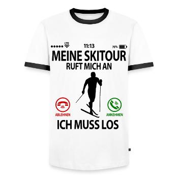 Skitourengeher Skitour Tourengeher Sprüche Lustig - Männer Kontrast-T-Shirt - Weiß/Schwarz - Vorne - AI Model Female 172 light (172cm) & AI Model Male 178 dark (178cm)