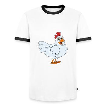Lustiger Hühner Spruch Huhn - Männer Kontrast-T-Shirt - Weiß/Schwarz - Vorne - AI Model Female 172 light (172cm) & AI Model Male 178 dark (178cm)