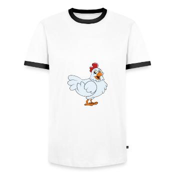 Lustiger Hühner Spruch Huhn - Männer Kontrast-T-Shirt - Weiß/Schwarz - Vorne - AI Model Female 172 light (172cm) & AI Model Male 178 dark (178cm)