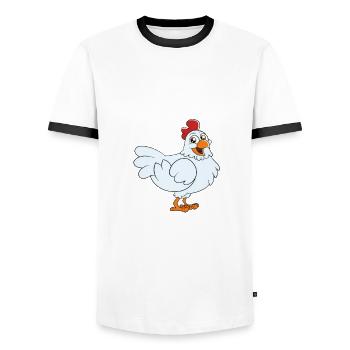 Lustiger Hühner Spruch Huhn - Männer Kontrast-T-Shirt - Weiß/Schwarz - Vorne - AI Model Female 172 light (172cm) & AI Model Male 178 dark (178cm)