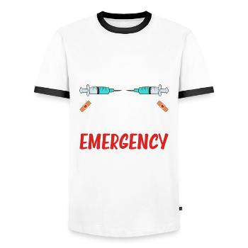 Funny Nurse Gifts - Men's Ringer Shirt - white/black - Front - AI Model Female 172 light (172cm) & AI Model Male 178 dark (178cm)