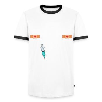 Funny Nurse Gifts - Men's Ringer Shirt - white/black - Front - AI Model Female 172 light (172cm) & AI Model Male 178 dark (178cm)