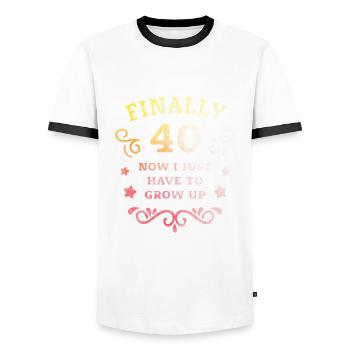 Endlich 40. Geburtstag nur noch erwachsen werden - Männer Kontrast-T-Shirt - Weiß/Schwarz - Vorne - AI Model Female 172 light (172cm) & AI Model Male 178 dark (178cm)