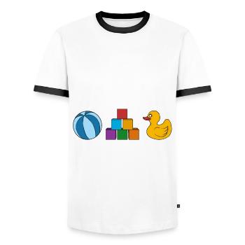 Au Pair Mädchen Kindergarten Nanny - Männer Kontrast-T-Shirt - Weiß/Schwarz - Vorne - AI Model Female 172 light (172cm) & AI Model Male 178 dark (178cm)