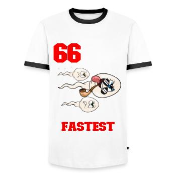 Lustiger Geburtstagsspruch 66 Jahre Alt - Männer Kontrast-T-Shirt - Weiß/Schwarz - Vorne - AI Model Female 172 light (172cm) & AI Model Male 178 dark (178cm)