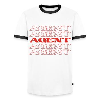 Agent Broker Opérateur Handler Agency - T-shirt contrasté Homme - blanc/noir - Devant - AI Model Female 172 light (172cm) & AI Model Male 178 dark (178cm)