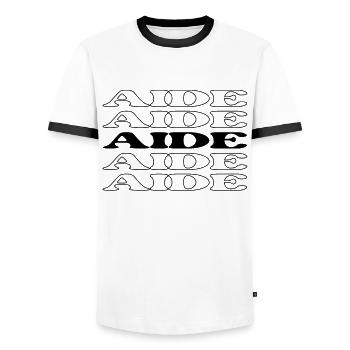 Aide Assistant Assistant Conseiller Appréciation Citations - T-shirt contrasté Homme - blanc/noir - Devant - AI Model Female 172 light (172cm) & AI Model Male 178 dark (178cm)