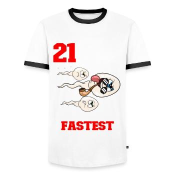 Citation d’anniversaire drôle 21 ans - T-shirt contrasté Homme - blanc/noir - Devant - AI Model Female 172 light (172cm) & AI Model Male 178 dark (178cm)