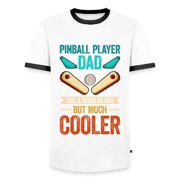 Pinball Machine Pinball Machine - Men's Ringer Shirt - white/black - Front - AI Model Female 172 light (172cm) & AI Model Male 178 dark (178cm)