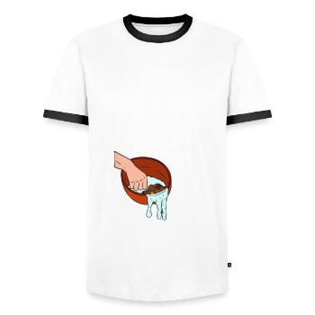 Orpaillage Recherche d’or - T-shirt contrasté Homme - blanc/noir - Devant - AI Model Female 172 light (172cm) & AI Model Male 178 dark (178cm)
