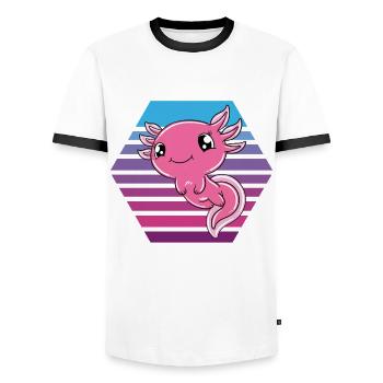 Axolotl mignon Axolotl drôle - T-shirt contrasté Homme - blanc/noir - Devant - AI Model Female 172 light (172cm) & AI Model Male 178 dark (178cm)