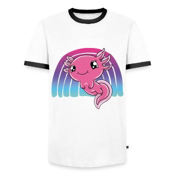 Axolotl mignon Axolotl drôle - T-shirt contrasté Homme - blanc/noir - Devant - AI Model Female 172 light (172cm) & AI Model Male 178 dark (178cm)