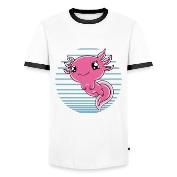 Axolotl mignon Axolotl drôle - T-shirt contrasté Homme - blanc/noir - Devant - AI Model Female 172 light (172cm) & AI Model Male 178 dark (178cm)