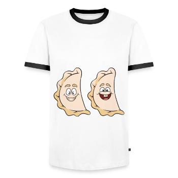 Pierogi Recipe Polish Pierogi - Men's Ringer Shirt - white/black - Front - AI Model Female 172 light (172cm) & AI Model Male 178 dark (178cm)