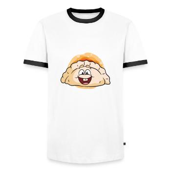 Pierogi Recipe Polish Pierogi - Men's Ringer Shirt - white/black - Front - AI Model Female 172 light (172cm) & AI Model Male 178 dark (178cm)